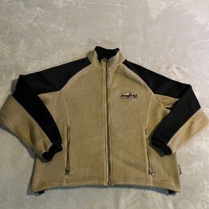 Renegade Club Priest Lake Idaho Full Zip Fleece Jacket Tan Black Mens Small